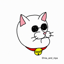 a drawing of a cat with a bell around its neck and the words so cool below it