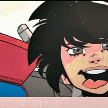 a drawing of a girl with the word spoiler written below it