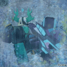 a picture of a cartoon character with flowers and picmix written on the bottom