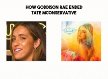 a picture of a woman next to a picture of a woman with the caption peak on global spotify debut album nasal botch nose # 30