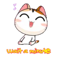 a cartoon cat with the words wait a minute written below it