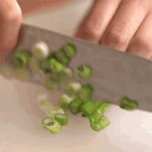 Cutting Some Green Onions Two Plaid Aprons GIF