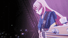 a girl is playing a guitar with a strap that says fender on it