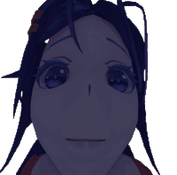 a close up of a girl with purple eyes