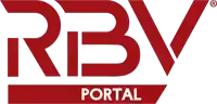 a red and white logo for rbv portal with a white background