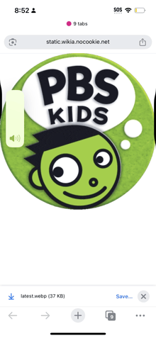 a phone screen with a pbs kids logo on it