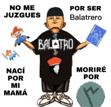 a cartoon of a man wearing a shirt that says bal stro
