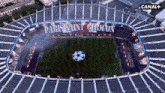an aerial view of a soccer stadium that says canal +