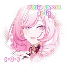 a cartoon girl with purple hair and the name elysia esposa