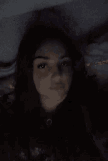 a close up of a woman 's face with a blurred background