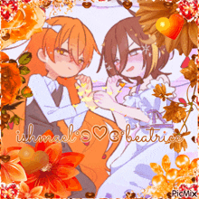 a couple of anime characters holding hands with the name ishmael written on the bottom