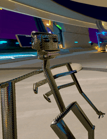 a computer generated image of a robot with long legs and arms