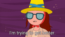 a cartoon character says grain by grain while holding a pen