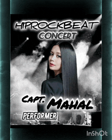 a poster for a hiprockbeat concert features a woman with long hair