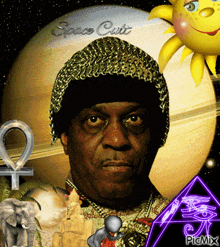 a picture of a man with the words space cult on the top