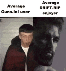a meme that says average guns lol user and average drift rip enjoyer