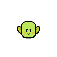 a cartoon illustration of a green monster with hearts on its eyes .
