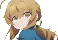 a close up of a girl 's face with a green bow around her neck