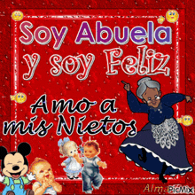 an animated greeting card that says soy abuela y soy feliz