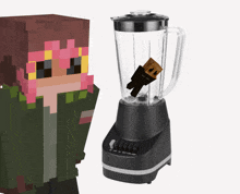 a black blender with a minecraft character inside of it