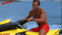 riding driving jet ski in hurry fast