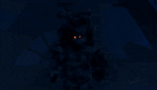 a close up of a lego figure with glowing eyes