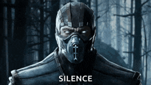a picture of a man with a mask and the word silence below it
