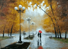 Raining Red Umbrella GIF - Raining Red Umbrella Autumn GIFs