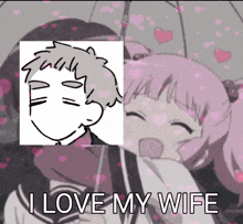 a cartoon of a girl and a boy with the words " i love my wife "