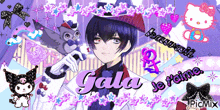 a picture of a boy with the words gala je t'aime on the bottom