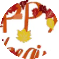 the letter p is in a circle with leaves