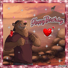 a happy birthday card with a cartoon bear