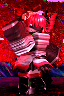 a cartoon character with red hair and horns