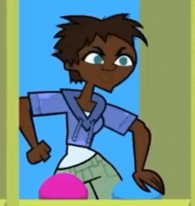 a cartoon character is standing in front of a window and looking out