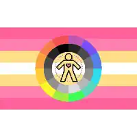a pixel art of a person with a heart in a circle