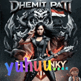 a poster of a woman holding a guitar with the name ghemit patti written above her