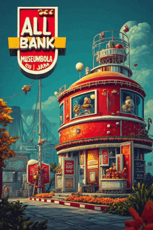 a red building with a sign that says all bank museumbola gu jam