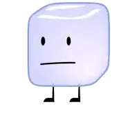a cartoon ice cube with its tongue hanging out