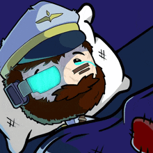 a cartoon of a man with a beard wearing a hat and glasses