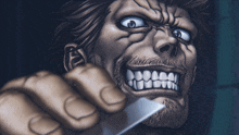 a cartoon drawing of a man with a knife in his hand