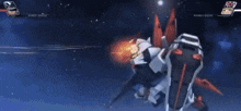 a video game is being played with a robot flying through the air