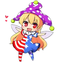 a drawing of a girl wearing a striped dress and a purple hat