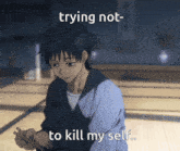 a picture of a boy with chopsticks and the words trying not to kill my self