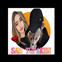 a picture of a woman and a man with the name san tupakken on the bottom