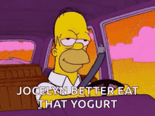driving homer simpson jocelyn better eat yogurt the simpsons