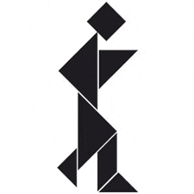 a tangram puzzle of a man standing on a white background