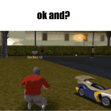 a screenshot of a video game with the words ok and zye becc