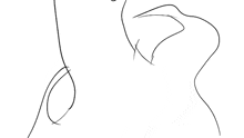 a black and white drawing of a cartoon character with a hat on