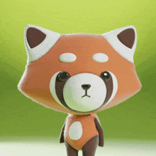 a cartoon character of a red panda with white spots on its face