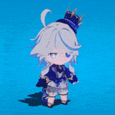 a cartoon character is wearing a crown and a top hat